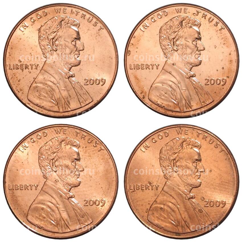 Набор монет 1 цент 2009 года (без буквы) «200 лет со дня рождения Авраама Линкольна» (вид 2)