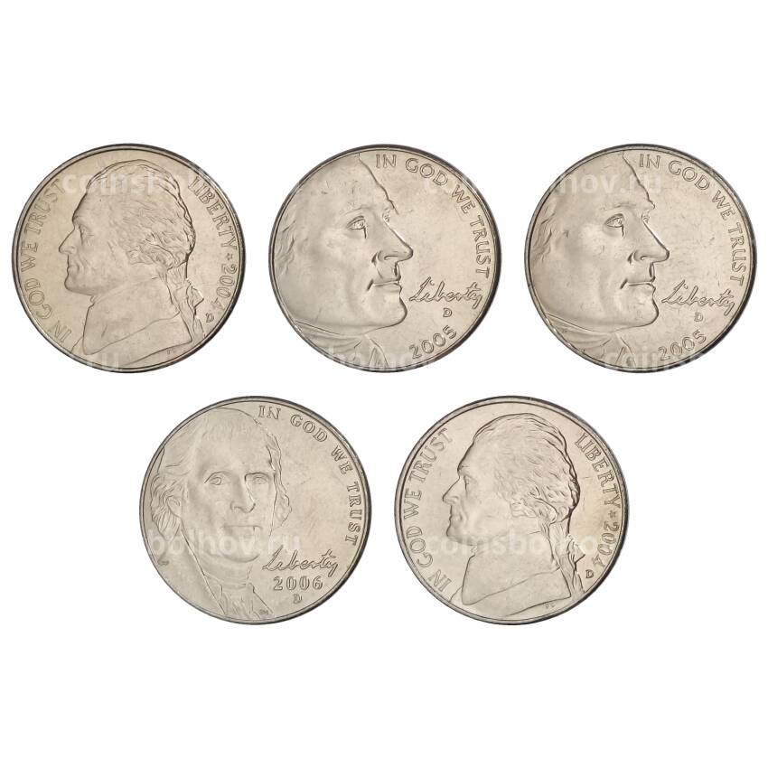 Набор монет 5 центов D США — 200 лет освоения Запада (вид 2)