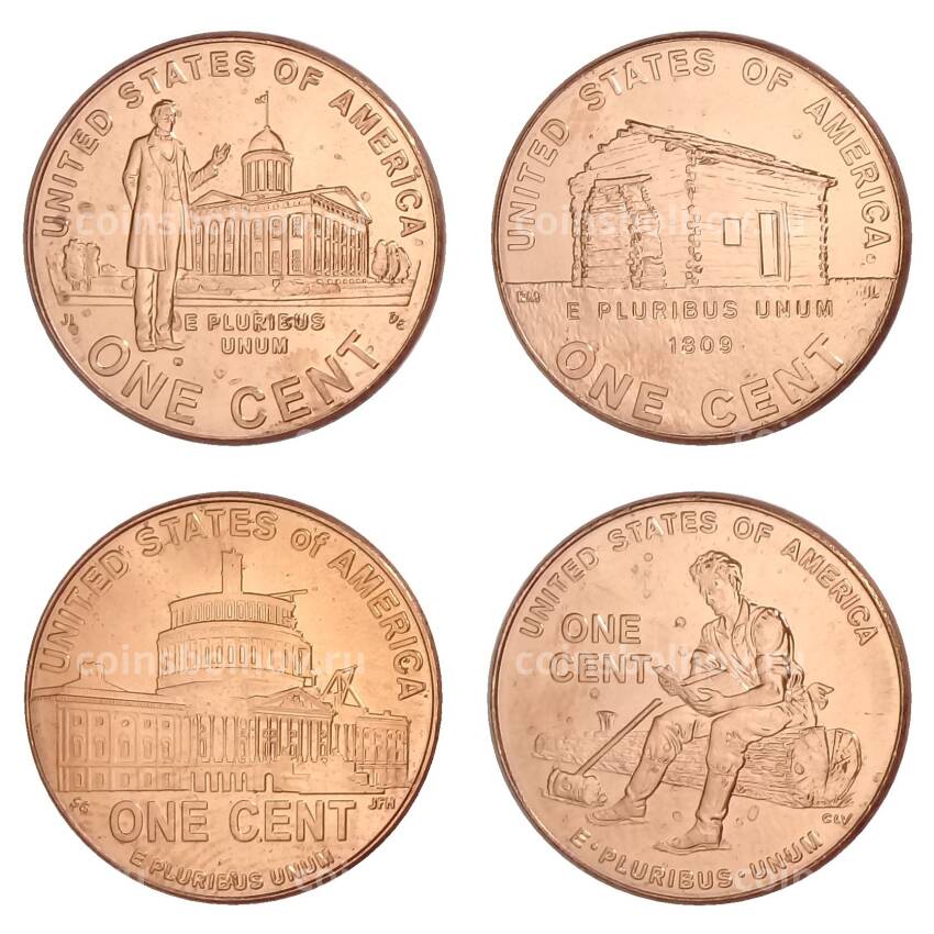 Набор монет 1 цент 2009 года D «200 лет со дня рождения Авраама Линкольна»