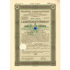 Банкнота Облигация 500 марок 1940 года Германия (аверс)