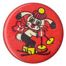 Значок Заяц-лыжник (аверс)