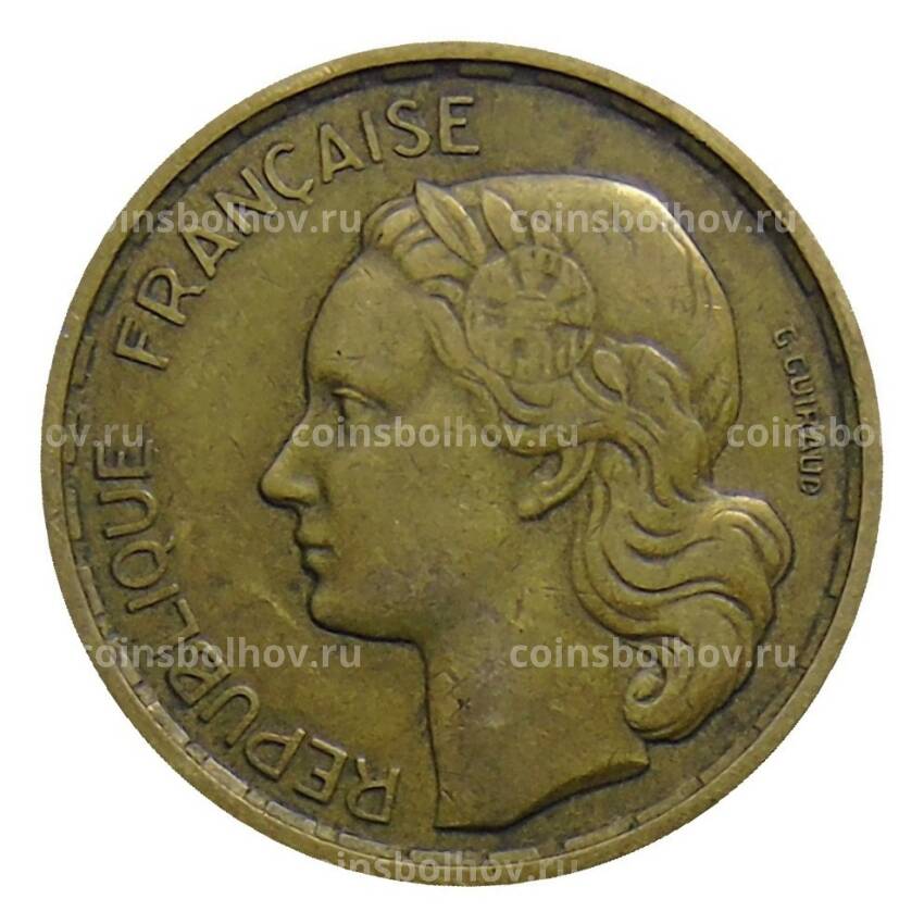 Монета 20 франков 1950 года Франция —  Подпись 'G.GUIRAUD' (вид 2)