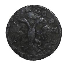 Монета Денга 1731 года — Перечекан из копейки Петра 1 (реверс)