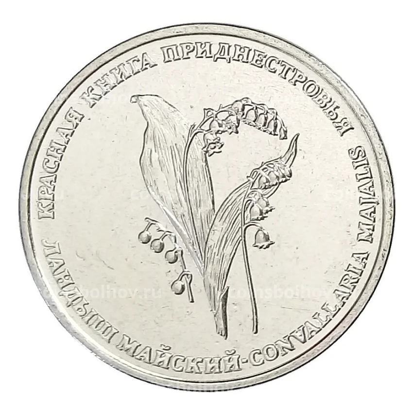 Монета 1 рубль 2019 года Приднестровье «Красная книга Приднестровья — Ландыш майский»