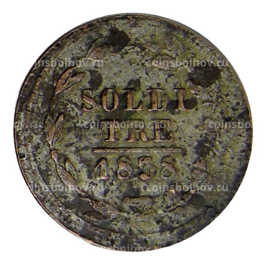 Монета 3 сольдо 1838 года Швейцария — Кантон Тичино