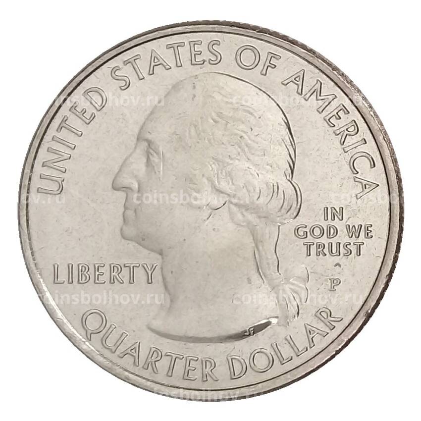Монета 25 центов (1/4 доллара) 2019 года P США Национальные парки — №48 Национальный монумент воинской доблести в Тихом океане (вид 2)