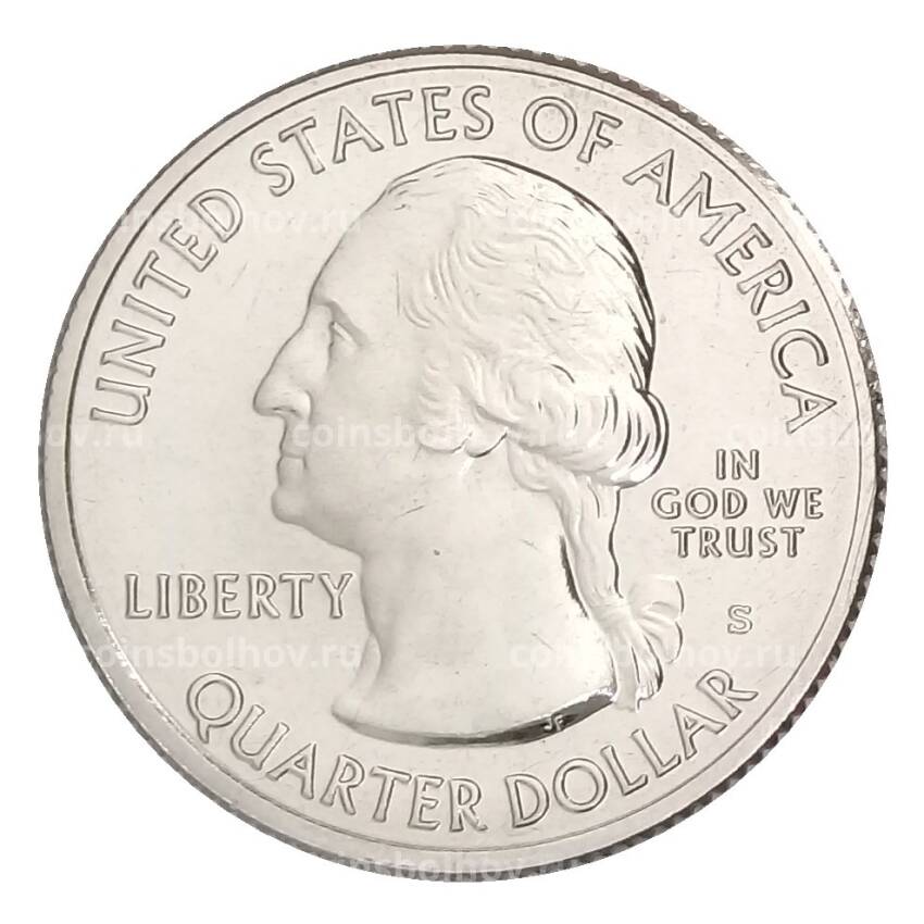 Монета 25 центов (1/4 доллара) 2019 года S США Национальные парки — №48 Национальный монумент воинской доблести в Тихом океане (вид 2)