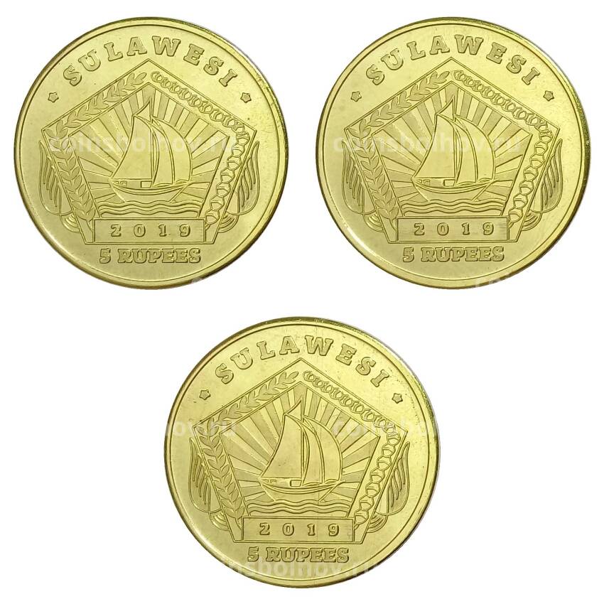 Набор монет 5 рупий 2019 года Остров Сулавеси — Бабочки (вид 2)