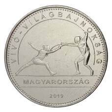 Монета 50 форинтов 2019 года Венгрия — Чемпионат мира по фехтованию 2019 в Будапеште (аверс)