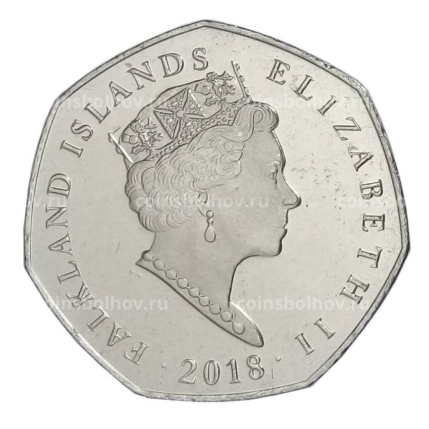 Монета 50 пенсов 2018 года Фолклендские острова — Королевский пингвин (вид 2)