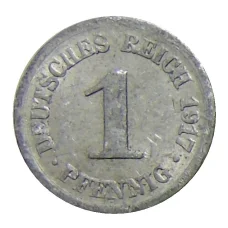 Монета 1 пфенниг 1917 года Е Германия (аверс)