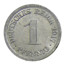Монета 1 пфенниг 1917 года F Германия (аверс)