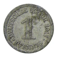 Монета 1 пфенниг 1917 года А Германия (аверс)