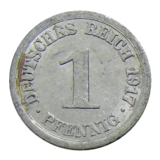 Монета 1 пфенниг 1917 года А Германия (аверс)