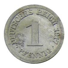 Монета 1 пфенниг 1917 года Е Германия (аверс)