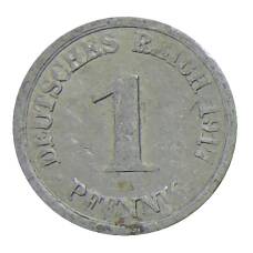 Монета 1 пфенниг 1917 года F Германия (аверс)