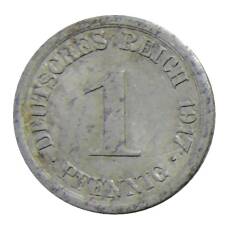 Монета 1 пфенниг 1917 года Е Германия (аверс)