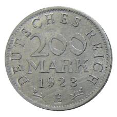 Монета 200 марок 1923 года Е Германия (аверс)