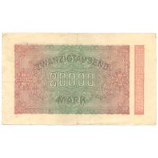 Банкнота 20000 марок 1923 года Германия (вид 2)