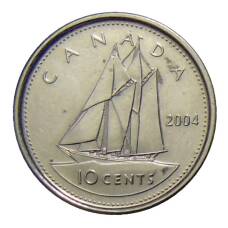 Монета 10 центов 2004 года P Канада (аверс)