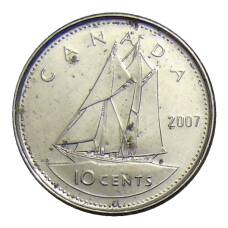 Монета 10 центов 2007 года Канада (аверс)