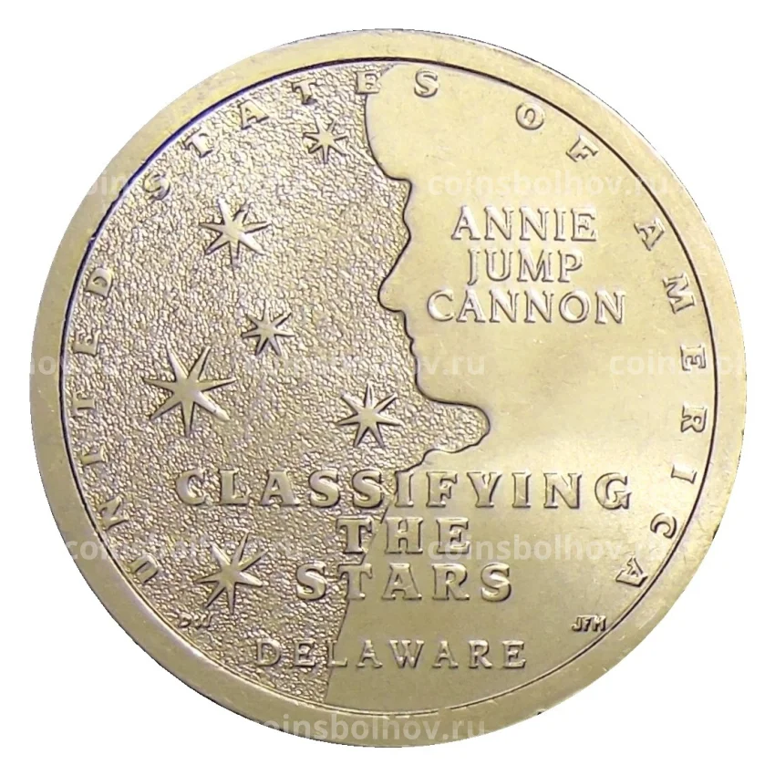 Монета 1 доллар 2019 года D США — Американские инновации — Классификация звезд (Энни Каннон, Делавэр)