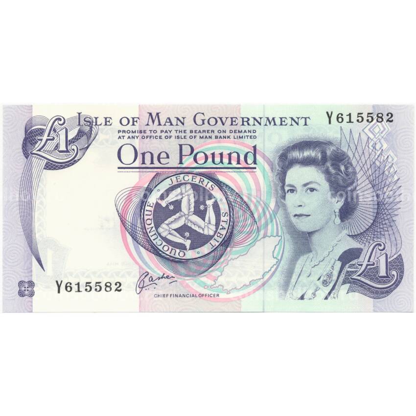 Банкнота 1 фунт 1991 года Остров Мэн