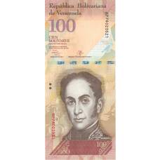 Банкнота 100 боливар 2013 года Венесуэла (аверс)