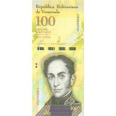 Банкнота 100 боливар 2017 года Венесуэла (аверс)