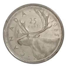 Монета 25 центов 1988 года Канада (аверс)
