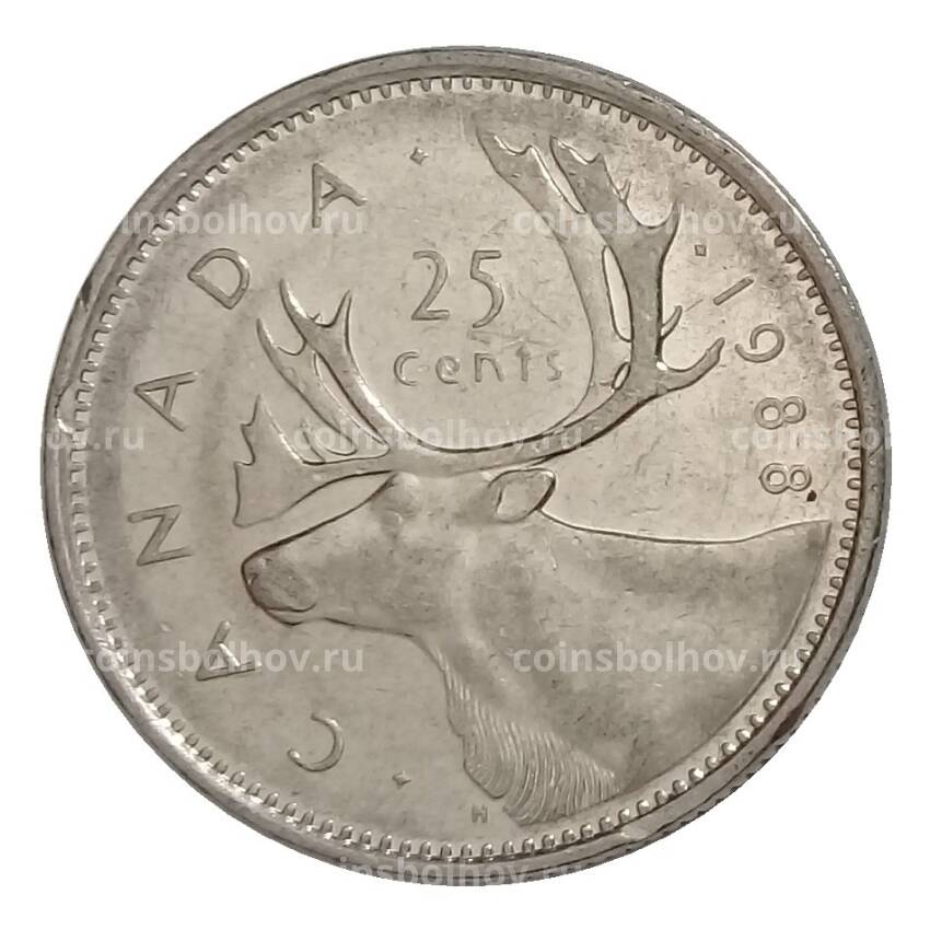 Монета 25 центов 1988 года Канада