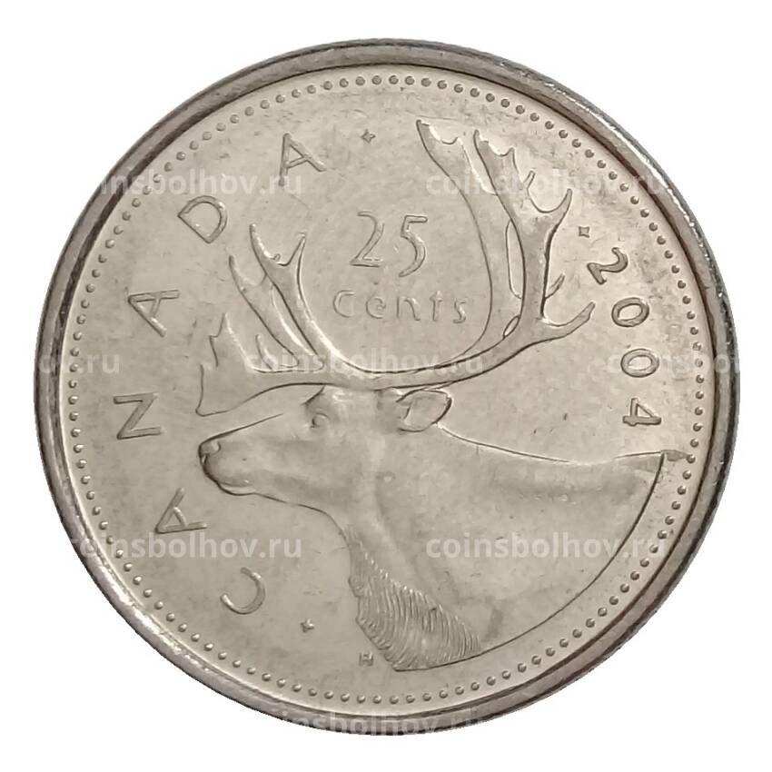 Монета 25 центов 2004 года Канада