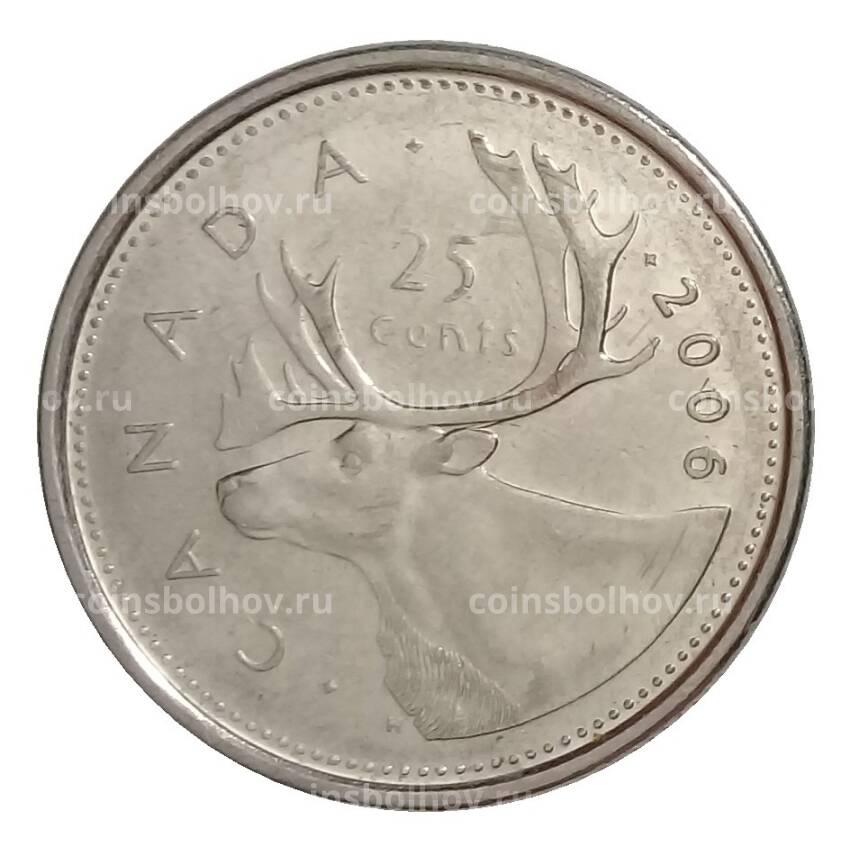 Монета 25 центов 2006 года Канада