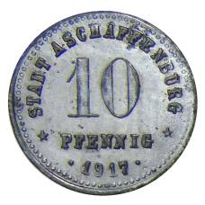 Монета 10 пфеннигов 1917 года Германия — Нотгельд — Ашшафенбург (реверс)