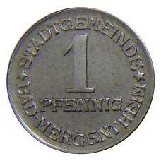 Монета 1 пфенниг 1920 года Германия — Нотгельд — Мергентхайм (аверс)