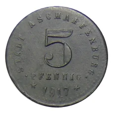 Монета 5 пфеннигов 1917 года Германия — Нотгельд — Ашаффенбург (реверс)