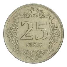 Монета 25 куруш 2010 года Турция (аверс)