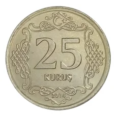 Монета 25 куруш 2014 года Турция (аверс)