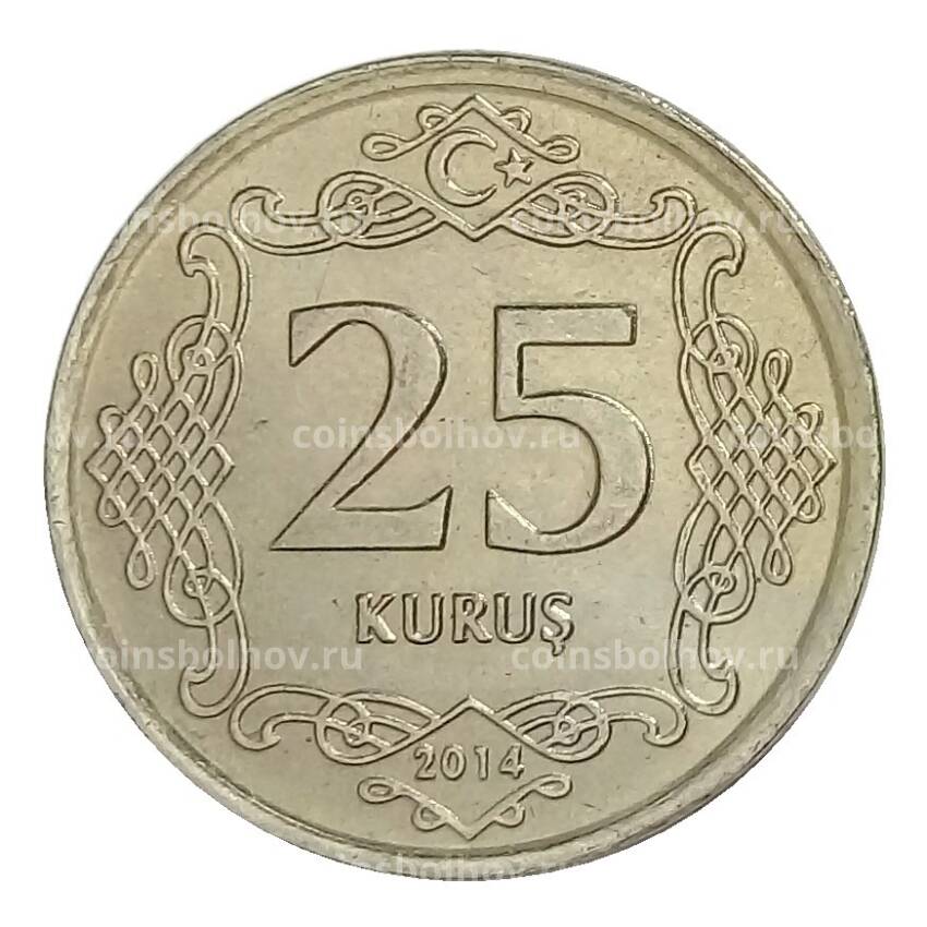 Монета 25 куруш 2014 года Турция
