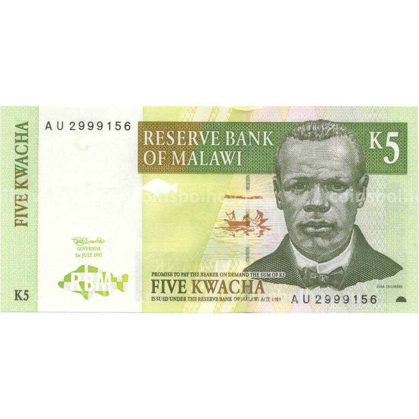 Банкнота 5 квача 1997 года Малави