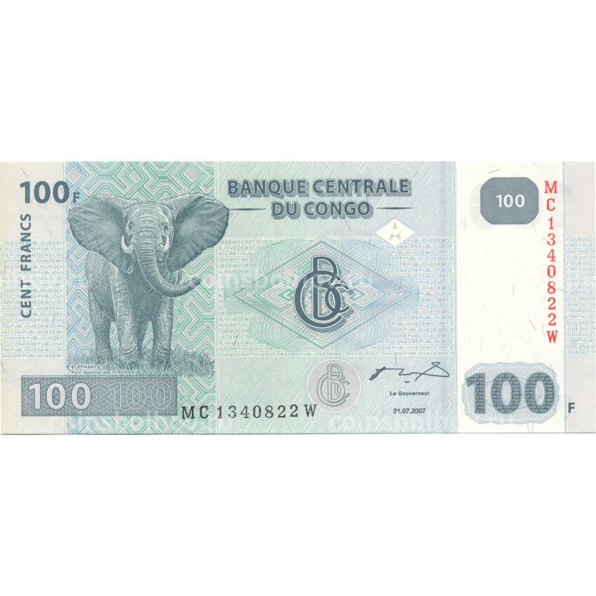 Банкнота 100 франков 2007 года Конго