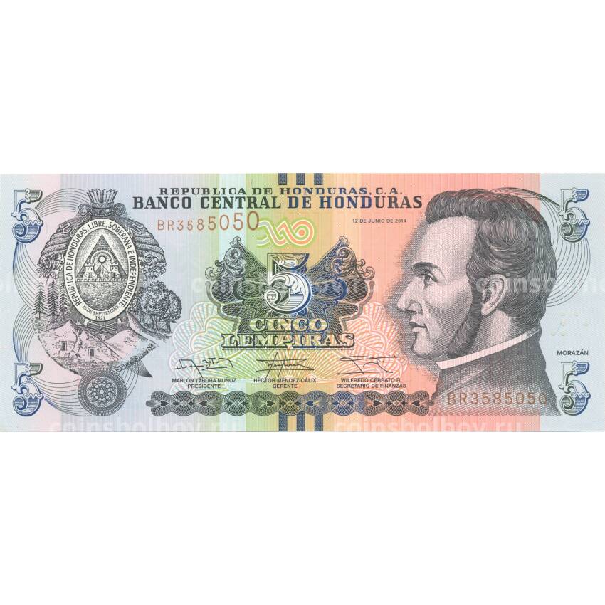 Банкнота 5 лемпир 2014 года Гондурас