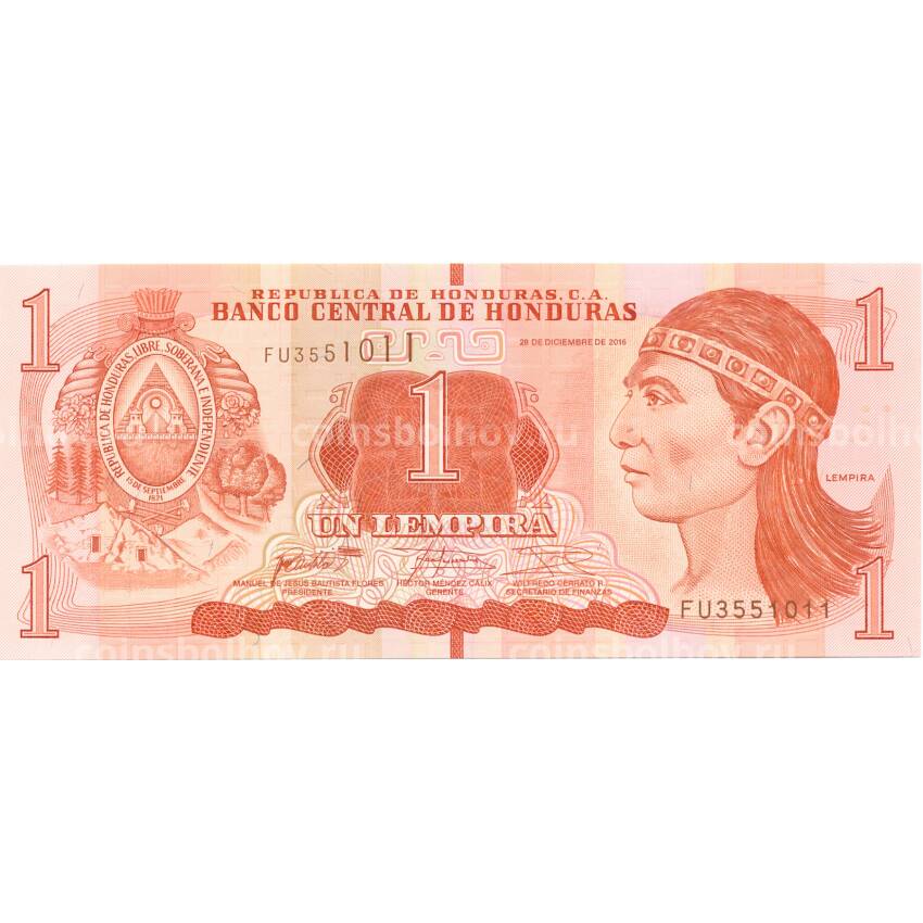 Банкнота 1 лемпира 2016 года Гондурас