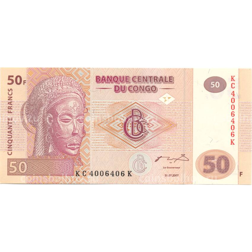 Банкнота 50 франков 2007 года Конго