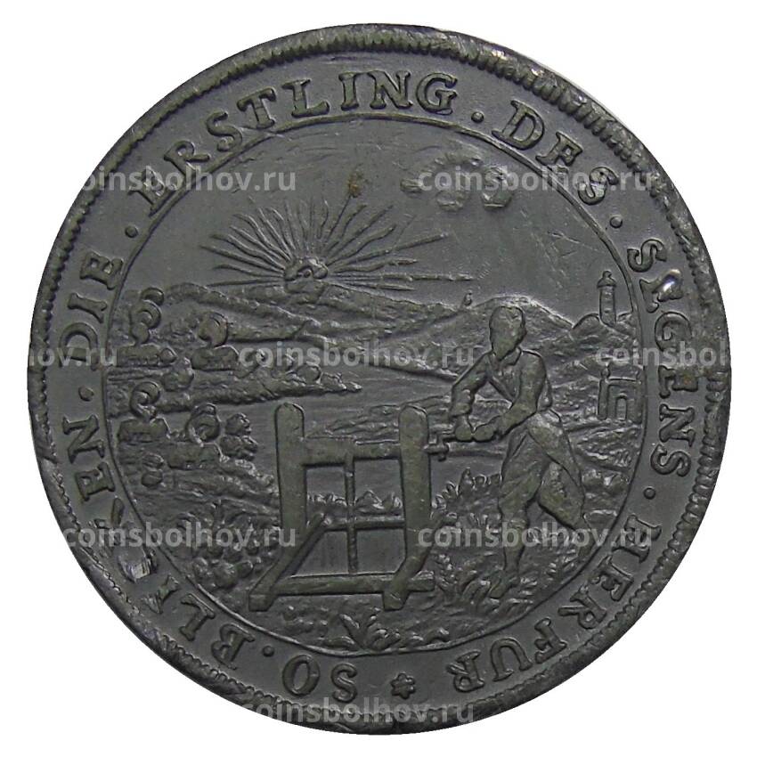 Медаль настольная «Зоо лет добычи свинца и серебра в Браубахе» 1991 года Германия (вид 2)