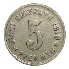 Монета 5 пфеннигов 1919 года Германия — Нотгельд — Графрат (реверс)
