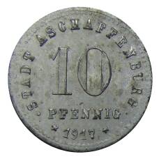 Монета 10 пфеннигов 1917 года .германия — Нотгельд — Ашаффенбург (реверс)