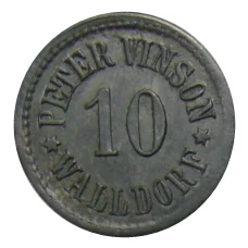 Монета 10 пфеннигов Германия — Нотгельд — Валдорф — Питер Винсон (аверс)