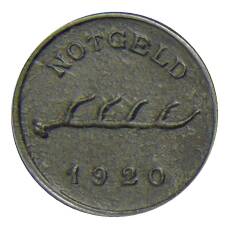 Монета 1 пфенниг 1920 года Германия — Нотгельд — Мергентхайм (реверс)