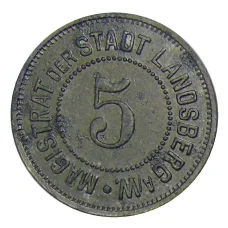 Монета 5 пфеннигов Германия — Нотгельд Ландсберг (аверс)